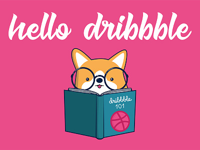 Hello dribbble! corgi debut reading