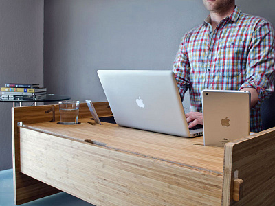 Lift - Sit-to-Stand Conversion Desk bamboo desk iskelter modern product design sit to stand