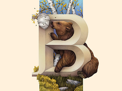 Bear, Living Lettering alphabet animals bear environmental illustration lettering nature typography