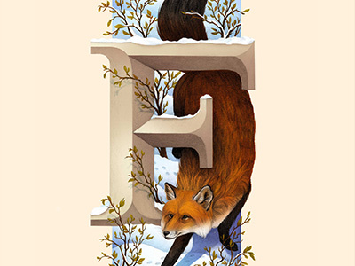 Fox, Living Lettering alphabet environment forest fox letter letter f lettering nature orange snow winter woods