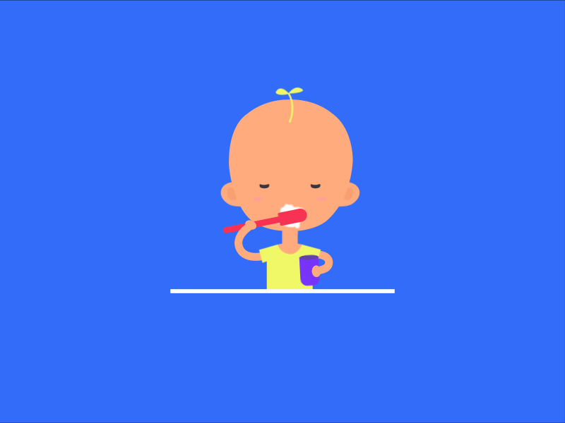 Get up early and brush your teeth illustrations，gif