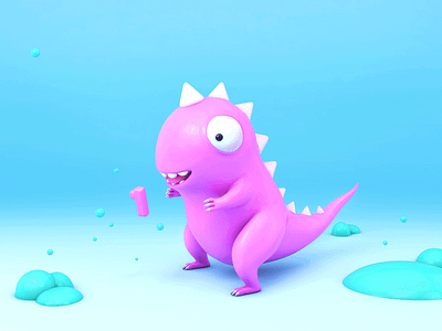 dragon c4d design dragon number number1 pink