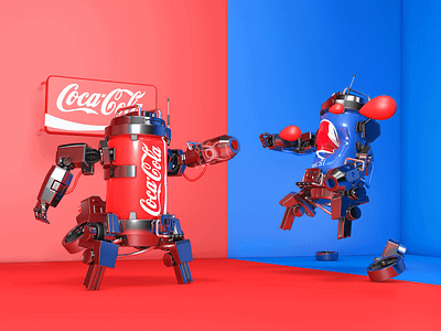 the war between colas c4d cocacola cola design fight gun pepsi robot vector war winner