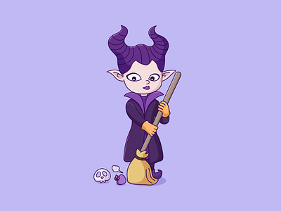 我的扫帚其实就是这么用的 bream broom clean dead evil girl illustration magic people purple