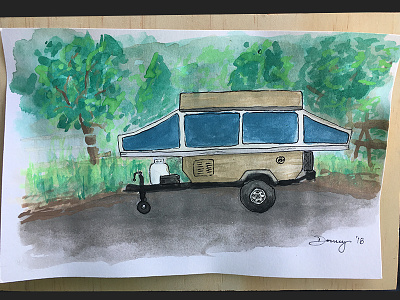 Camping camping illustration ink watercolor