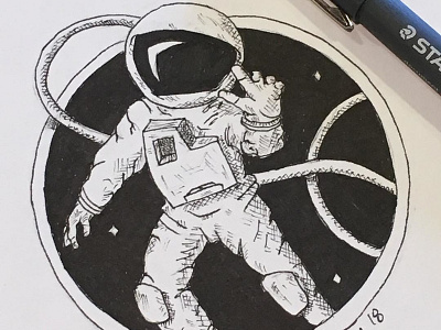Inktoberday2 astronaut illustration illustrator ink drawing inktober inktober2018 space