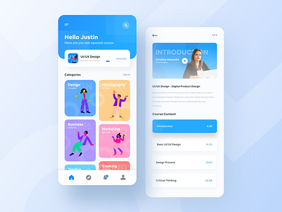 Exploration - Online Course App app clean design colorfull course app education app exploration homepage icon illustration ios 11 ios app learning app logo material mobile design online education typography ui ux vector