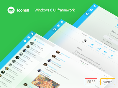 Windows 8 UI framework by Icons8 8 framework free icons8 redesign sketch skype ui windows wpf