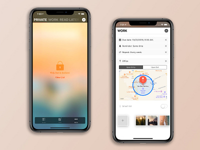 Allister - Locked lists & List detail allister app design ios iphone iphone x task task list task manager to do to do list ui ux