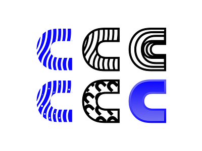 Various C design tests for a logo blue c design flat gradient pattern rounded shape