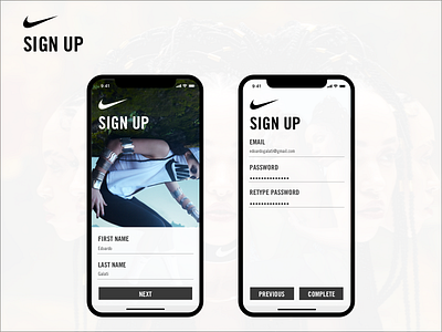 Nike Sign Up flat iphone iphone x iphonex minimal nike sign sign up ui white