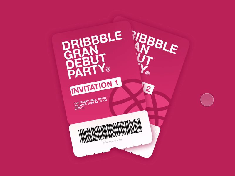2 Invitations for Dribbble Grand Debut Party! animation dribble invitation invitations invite invites party tickets