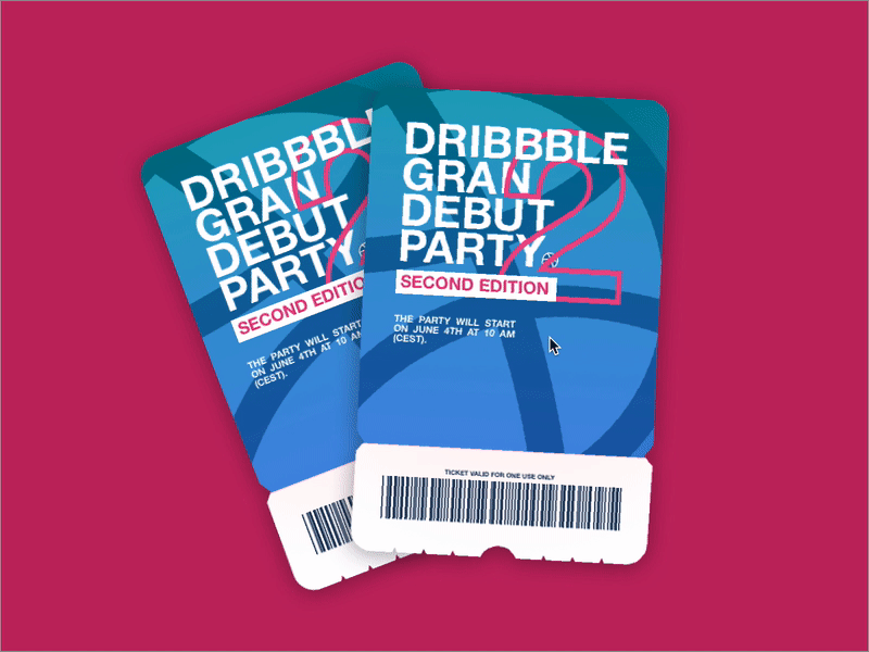 2 Invitations for Dribbble Grand Debut Party 2! animation dribble invitation invitations invite invites party tickets