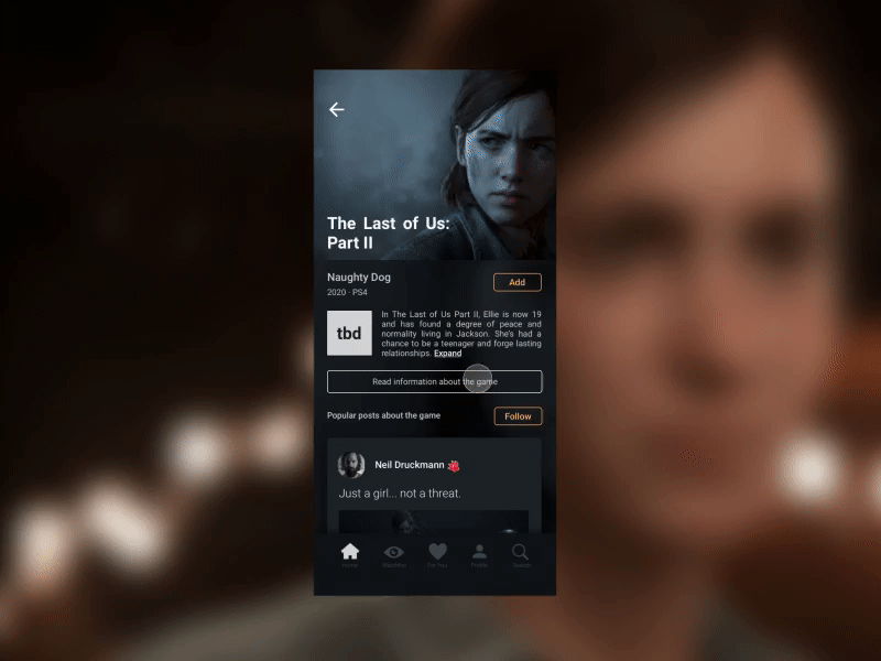 Modal Interaction - Video Game Collection App clean game games iphone principle sketch thelastofus thelastofus2 ui ux video videogame