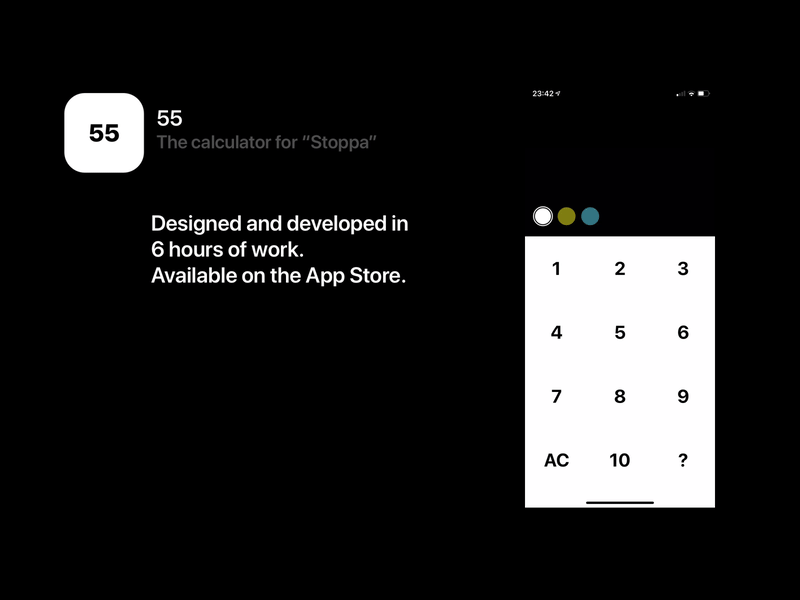 55 - The Calculator for "Stoppa" animated card clean clear develop flat iphone italian minimal napoletan numbers stoppa