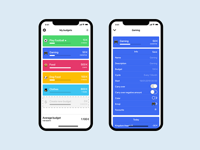 Parsimoney - Manage your budget. app colors design iphone minimal simple sketch ui