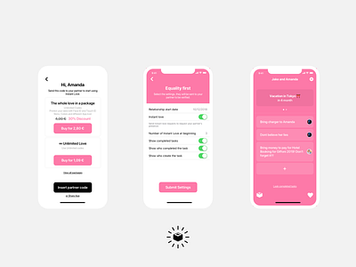 Instant Love - To Do Tool for Couples app clean ui flat fresh design ios iphone logo minimal mockup pink sketch todo todolist