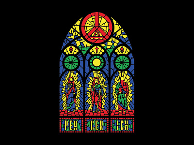 PEACE RICH CHURCH WINDOW branding clothing graphic design logo peace rich