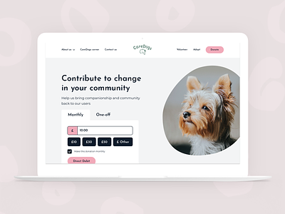 CareDogs - Donate page form design caredogs charity dog charity donate donation form form form design ui design ux design website design