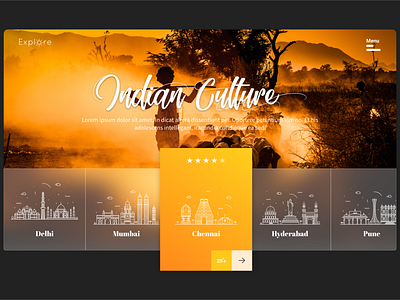 Explore Travel Web UI chennai culture hyderabad india mumbai ui gradient ux ux challenge ux design ux designer webdesign website design webui