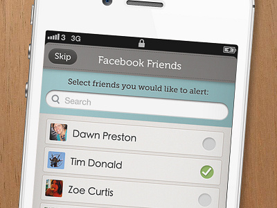 Facebook Friends Selection. app iphone