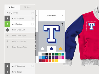 DYO Design Lab UI badges clothing colour picker customisation design your own dyo letters svg symbols ui ux