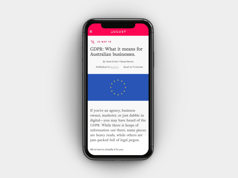 GDPR Blog Article animation article august augustco blog gdpr illustration iphonex mockup