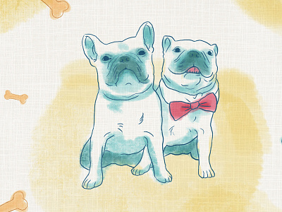 Bluedogs aquarela blue bones bulldog cute digitalpainting dog dogs sketch