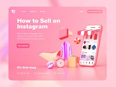 Concept of a service for instagram shopping 3dillustration design e commerce illustration instagram phone pink service shopping ui ui design uidesign userexperience userexperiencedesign userinterface ux uxdesign webdesign webdesigns website