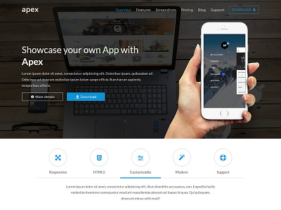 Apex - Multipurpose Landing Page app landing app showcase business business app creative marketing multi purpose portfolio themeforest ui ux web design