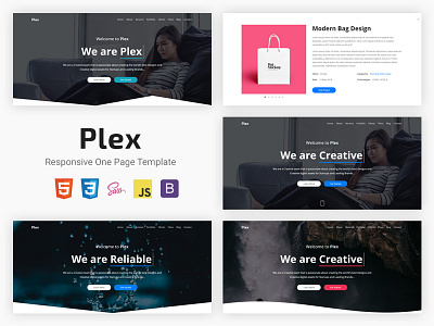 Plex - Responsive One Page Template agency business clean creative design envato flat landing page minimal multipurpose one page startup themeforest ui ux web design