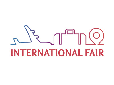 International Fair Logo fair international logo logotype plane suitcase travel trip