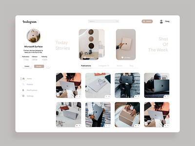 Instagram Profil Redesign app branding clean design flat instagram microsoft minimal surface ui ux web website