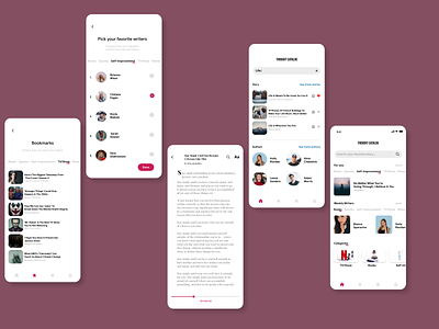 Thought Catalog App app branding design flat lifestyle minimal reading reading app redesign ui ux