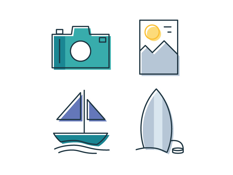 Simple Travel Icons logo design linework icons travel simple