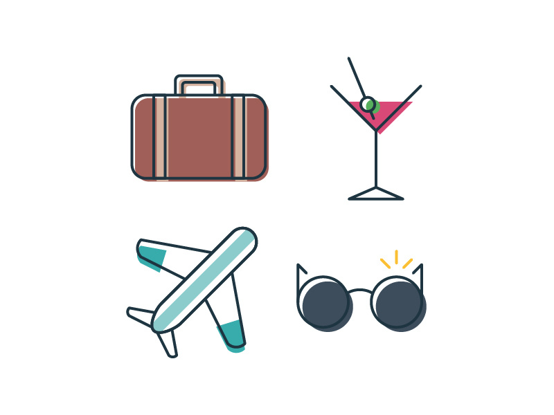 Simple Travel Icons 2 logo design linework icons travel simple
