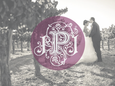 Jill & John Wedding Logo bride embellishments groom lettering logo monogram ornaments ornate wedding winery