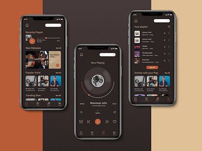 Music Mobile Phone App Prototype application dark interface dark mode design inspiration figma graphic design interface mobile app mobile phone music music player ui user experience user interface utility