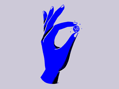 Crystal blue hand illustration