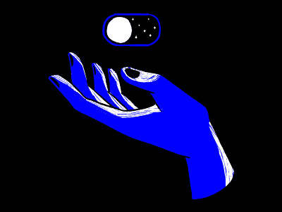 Dark mode blue hand illustration