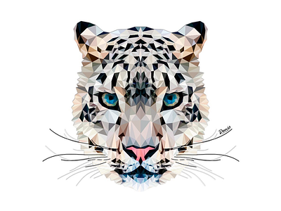 Snow Leopard animal art design low poly vector