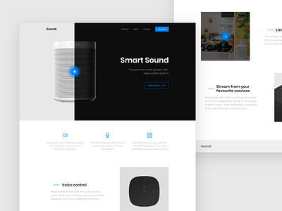 Smart Speaker - Landing Page design ui web