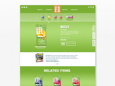 PROBAR Product Pages design food product ui ux visual visual design web