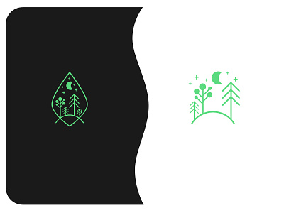 Line art forest logo design