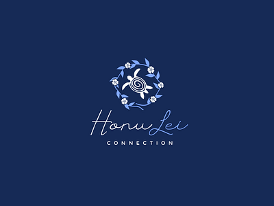 Turtle and Hawaii garland logo design art blue cosmetics elegant flower garland graphic hawaii lineart logo minimal spiritual sweet turtle vector