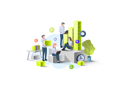 Team Work Community Illustration People Isometric collaboration color palette flying icons golden illustration illustration digital isometric isometric design isometric illustration new image office design people icons people illustration teamwork vector