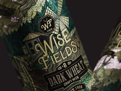 Wise Fields beer aluminum can label design amazing beer beer art beer can beer label deer detailed exceptional fields front side hand drawn illustrator line art logodesign mockup design wise wolf