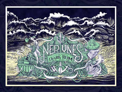 Neptune's Forge Dark Rum Label Design