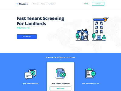 Houserie Home Page app branding color design home home page icons illustration landlord rent typography ui ux web