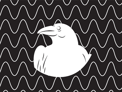 white raven design illustration logo logo design minimalistic raven waves